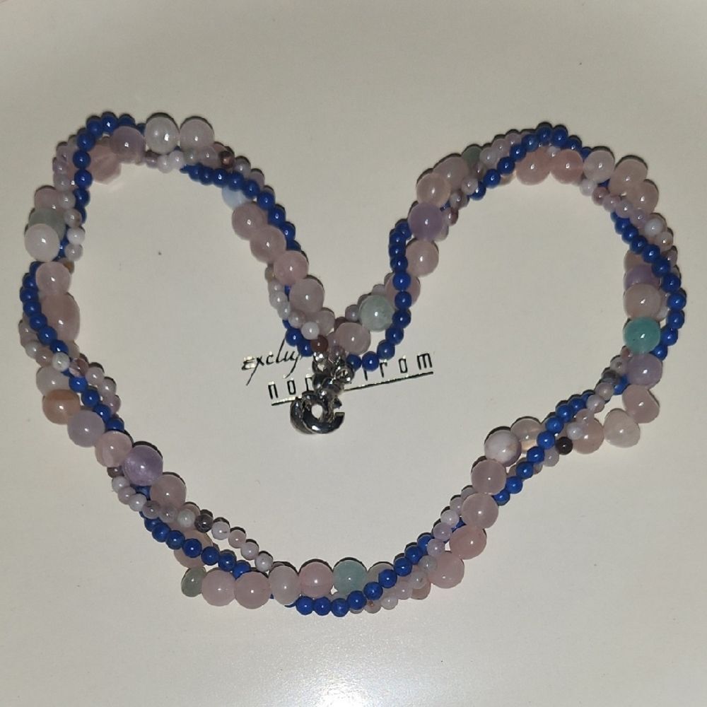 Blue / Pink Quartz aventurine Necklace